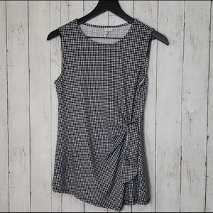 Elle gingham print tank with side tie